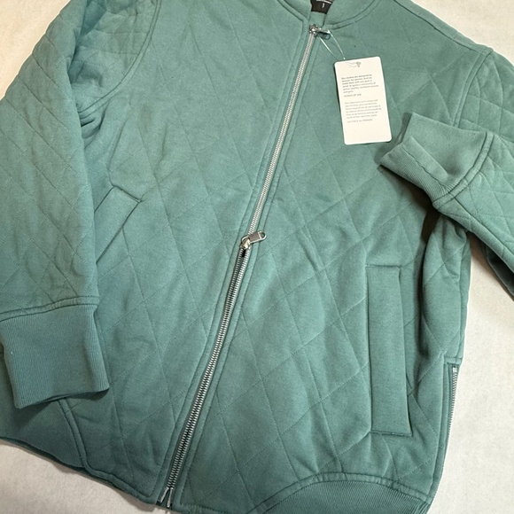 Athleta | Retroplush Bomber Jacket Deep Ocean Teal Small ***NEW*** - Picture 4 of 11